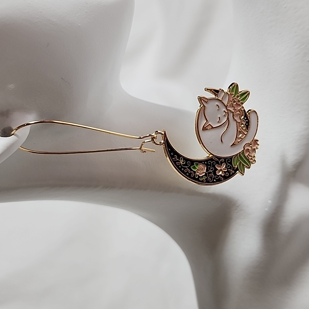 Cat on the Moon Earrings